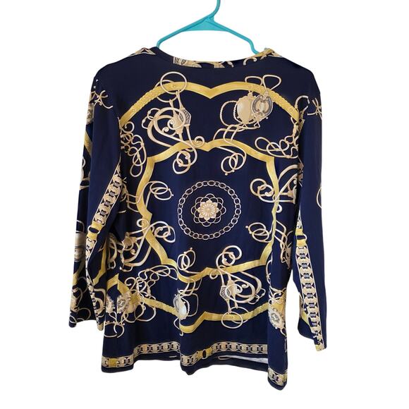 J Mclaughin Womens Nautical Print 3/4 Sleeve Catalina Cloth Top Size XL Blue - Picture 2 of 3